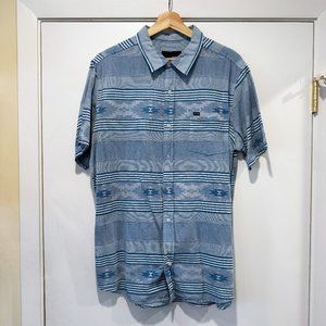 Hurley Striped Short Sleeve Shirt - Large - Blue & White